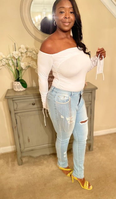 Rhinestone Fringe Jeans