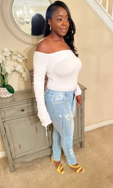 Rhinestone Fringe Jeans