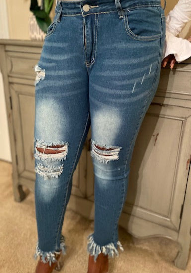 Ankle Fringe Jeans