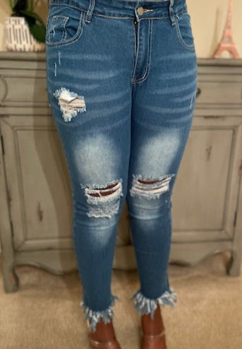 Ankle Fringe Jeans