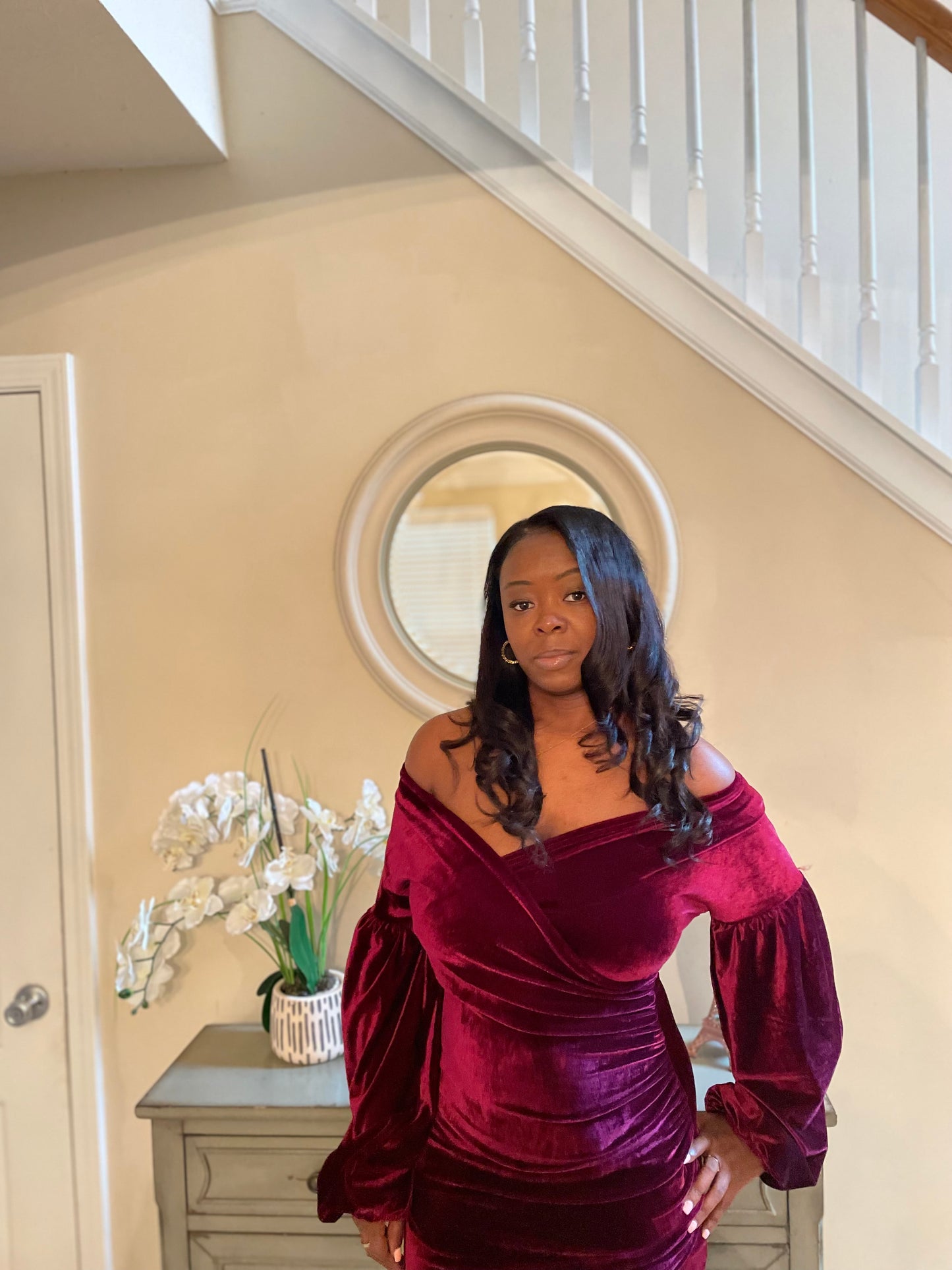 Wine Velvet Dress