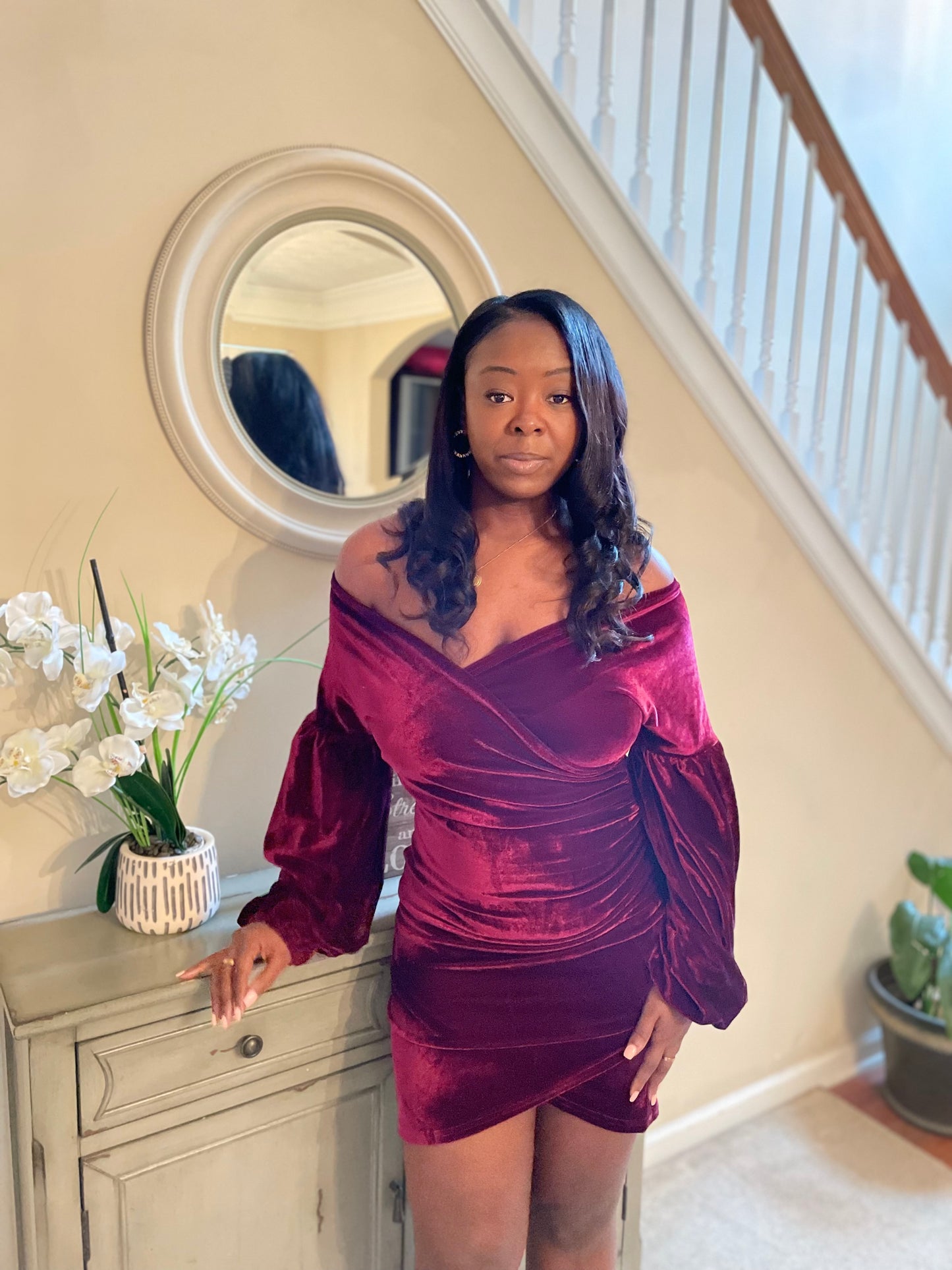 Wine Velvet Dress