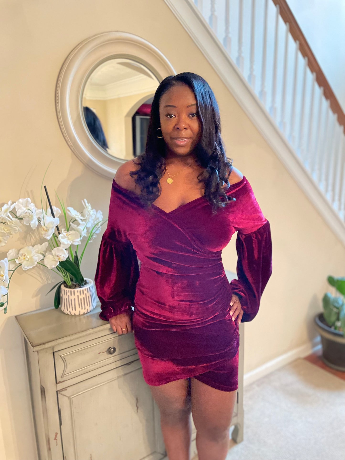 Wine Velvet Dress