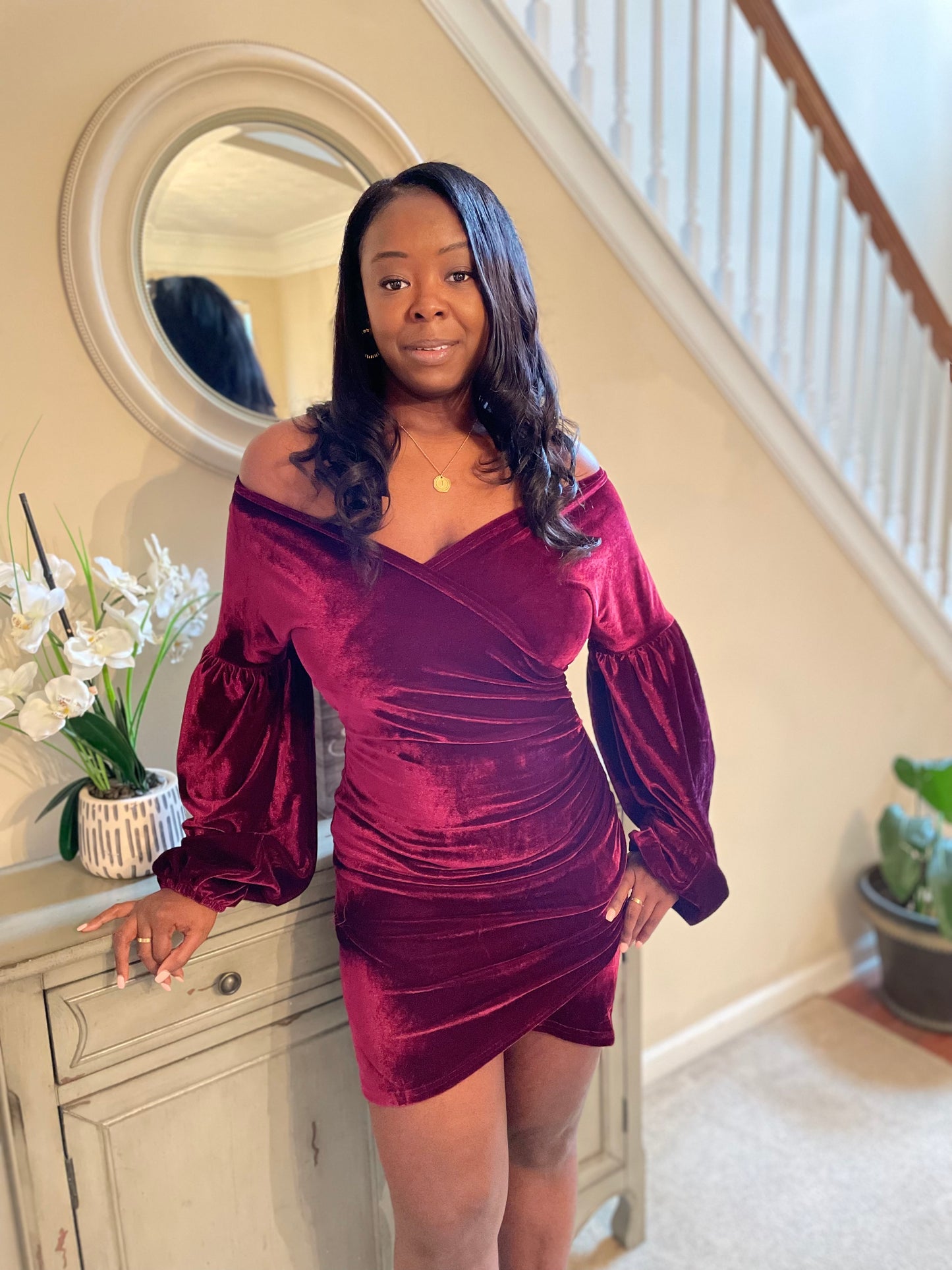 Wine Velvet Dress