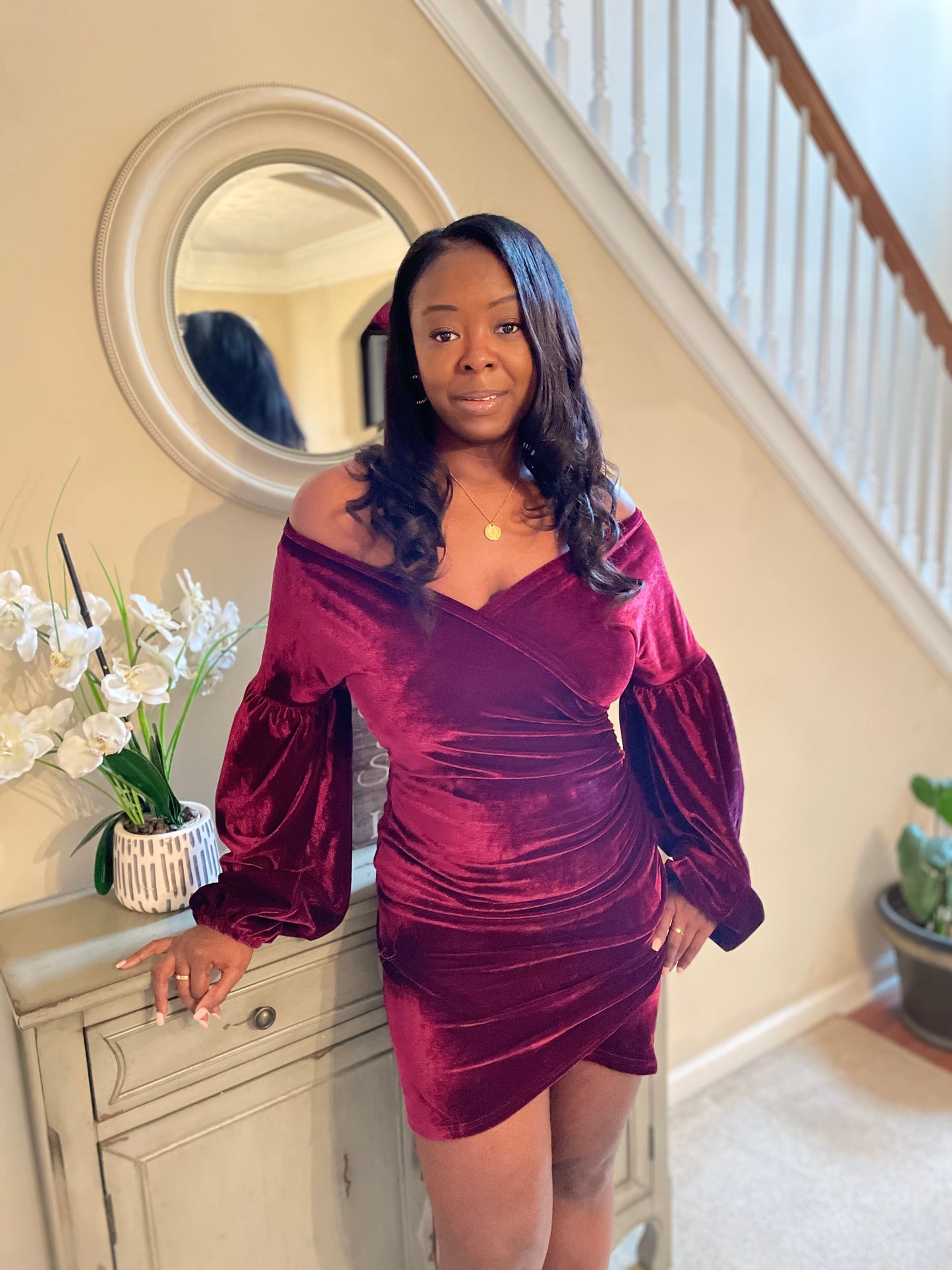 Wine Velvet Dress