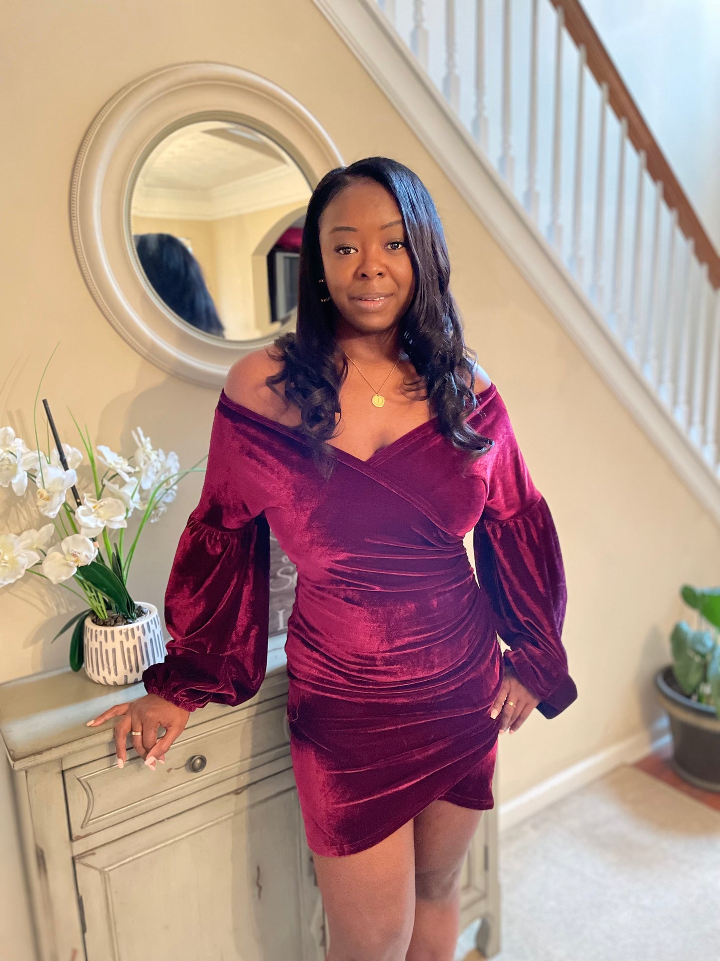 Wine Velvet Dress